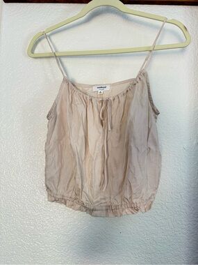 Weekend Lightweight Tie-Front Spaghetti Strap Camisole in Light Beige